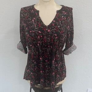 Torrid Harper Floral 3/4 Sleeve Pullover Blouse Size 0
